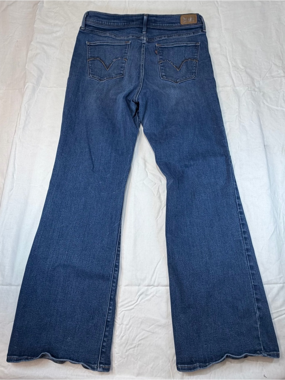 Levi's Dark Blue Perfectly Slimming 512 Boot Cut Jeans Sz 16 with Rhinestone - Picture 2 of 12